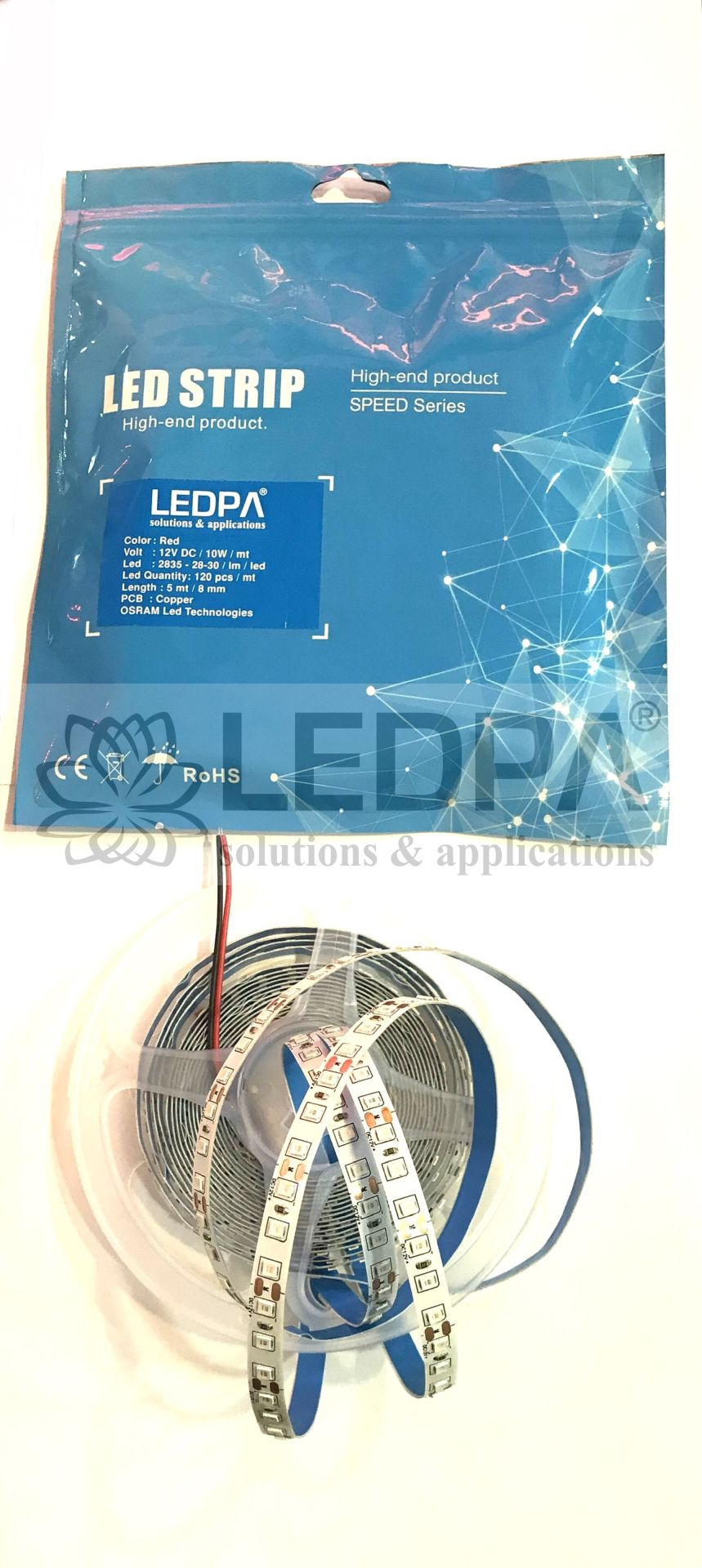 2835 120LED'Lİ , KIRMIZI , 10W/METRE 12V DC METRESİ