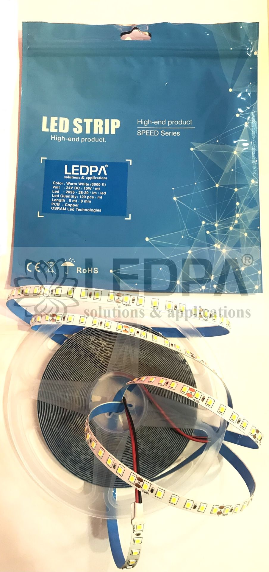 2835 120LED'Lİ , GÜN IŞIĞI 3000K , 10W/METRE 24V DC METRESİ