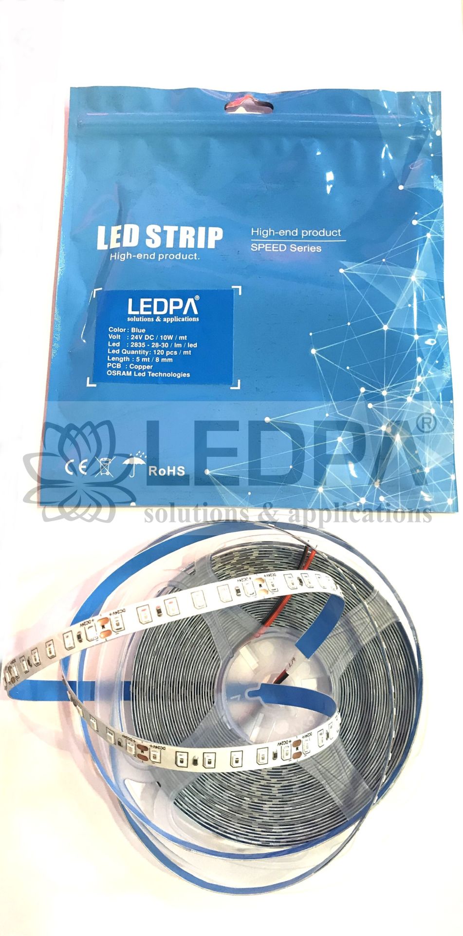 2835 120LED'Lİ MAVİ , 10W/METRE 24V DC METRESİ