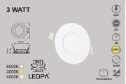 3W SLIM LED PANEL SIVA ALTI , 3W PANEL LED 3W 4000KELVIN , NATURAL BEYAZ