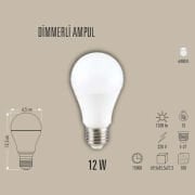 12W DİMMERLİ LED AMPUL E27, 3200K/6400K, BEYAZ