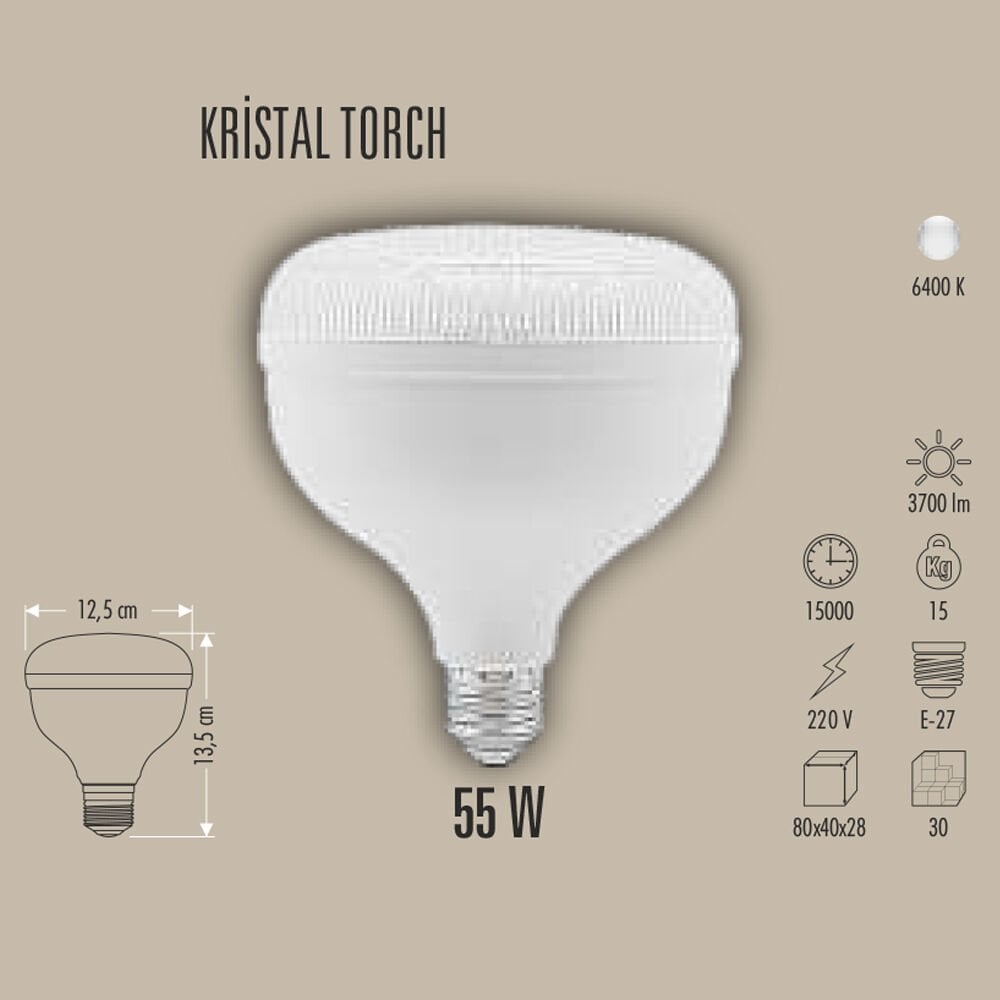 55W KRİSTAL TORCH LED AMPUL E27