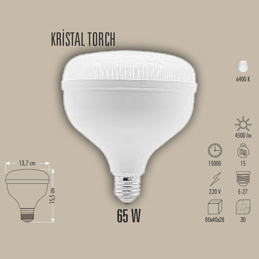 65W KRİSTAL TORCH LED AMPUL E27