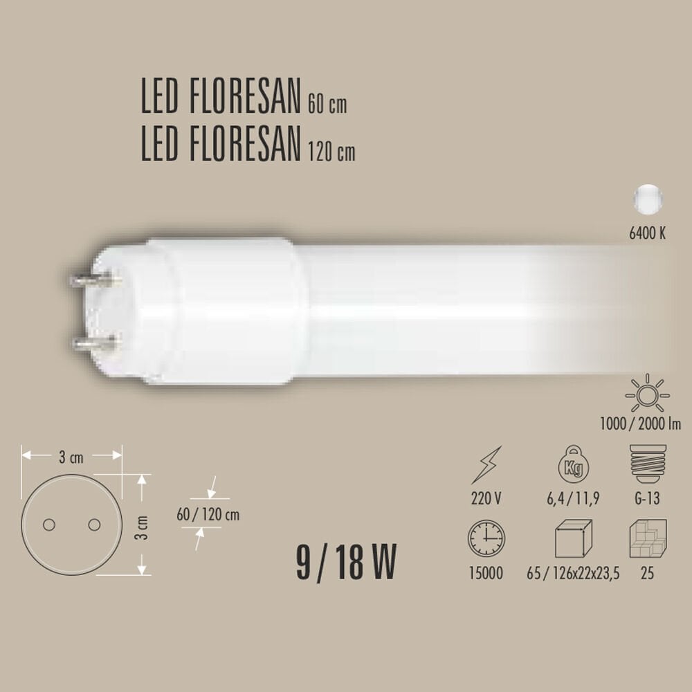 LED FLORESAN TÜP 60 CM / 120 CM, 9W / 18W