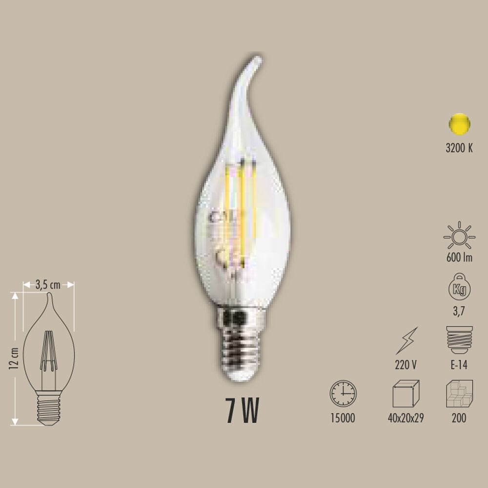 7W LED BUJİ AMPUL E14 BEYAZ (ALEV TİPİ)
