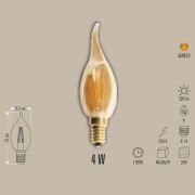 4W LED FİLAMENT BUJİ AMPUL E14 AMBER (ALEV)