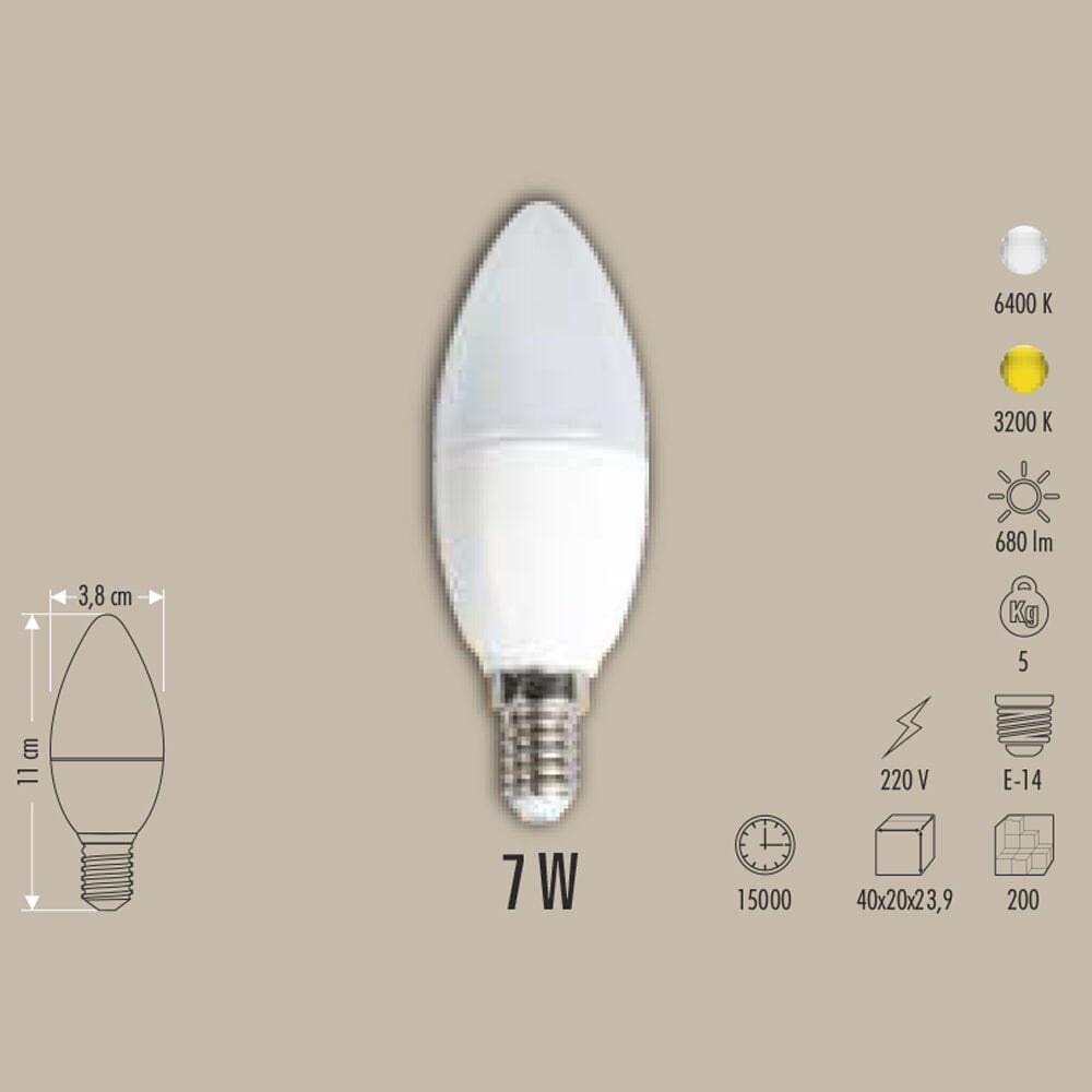 7W LED BUJİ AMPUL E14 BEYAZ
