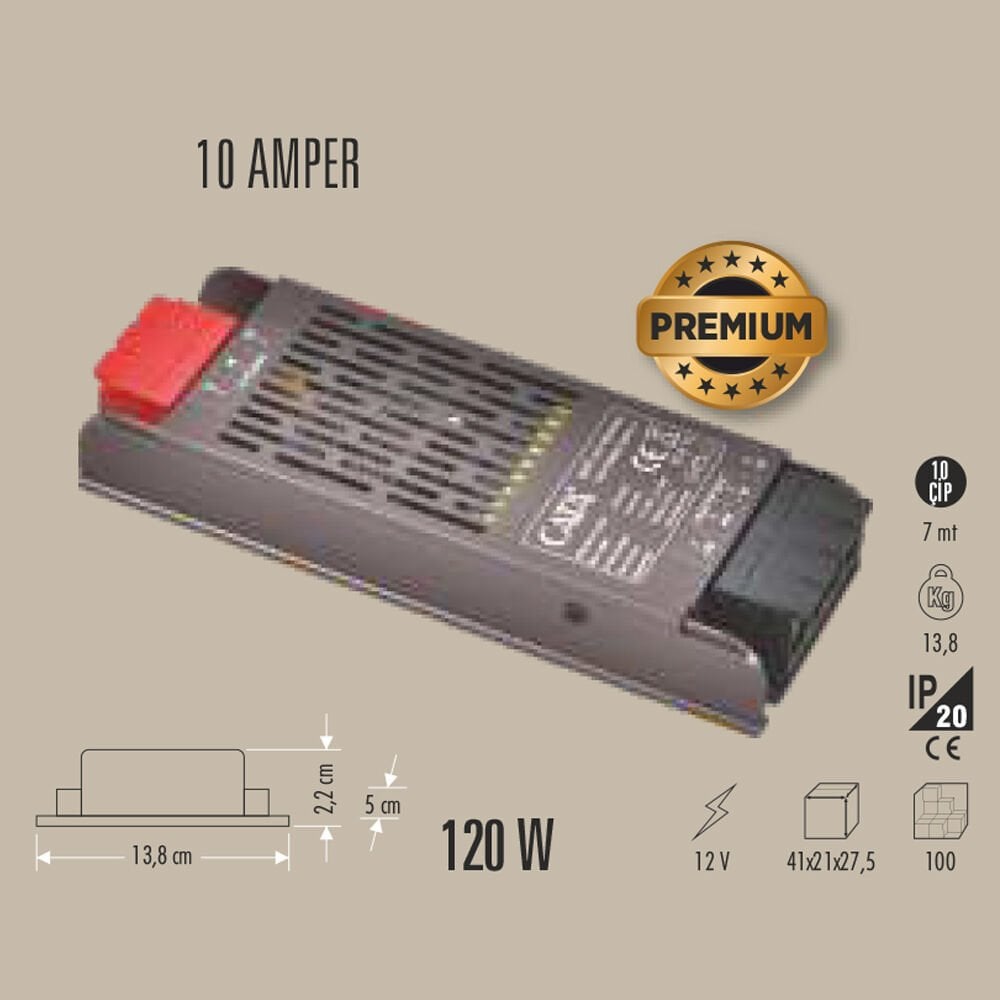 120W LED TRAFO 10 AMPER 12V KLEMENSLİ