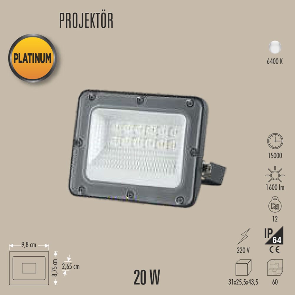 20W LED PROJEKTÖR IP65