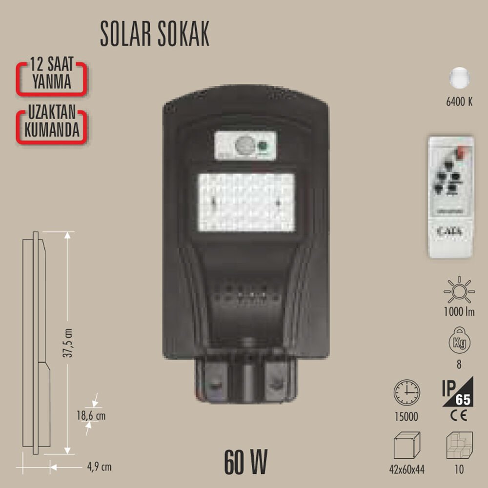 60W SOLAR SOKAK ARMATÜRÜ LED
