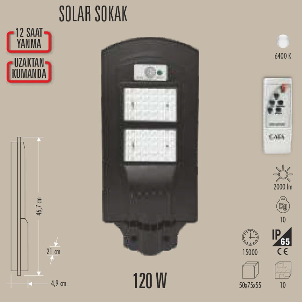120W SOLAR SOKAK ARMATÜRÜ LED