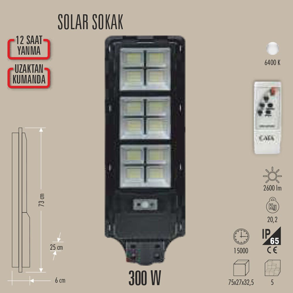 200W SOLAR SOKAK ARMATÜRÜ LED