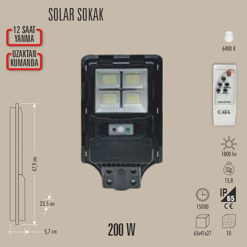 300W SOLAR SOKAK ARMATÜRÜ LED