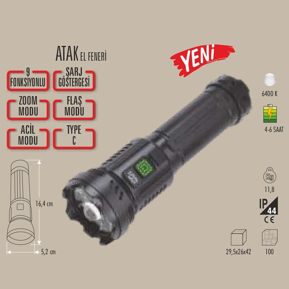 ATAK ŞARJLI EL FENERİ