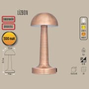 LİZBON BAKIR ŞARJLI MASA LAMBASI