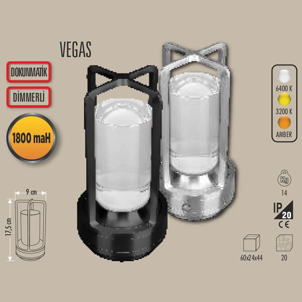 VEGAS ŞARJLI DEKORATİF LAMBA