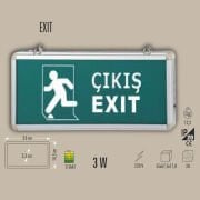 EXIT ACİL ÇIKIŞ ARMATÜRÜ (DÜZ) 3W