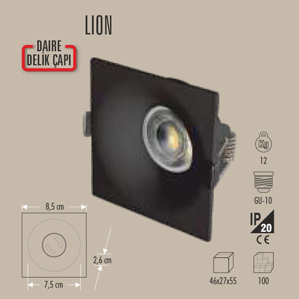 LION KARE DEKORATİF SPOT KASA