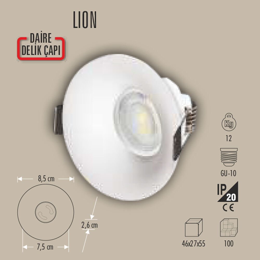 LION BEYAZ DEKORATİF SPOT KASA