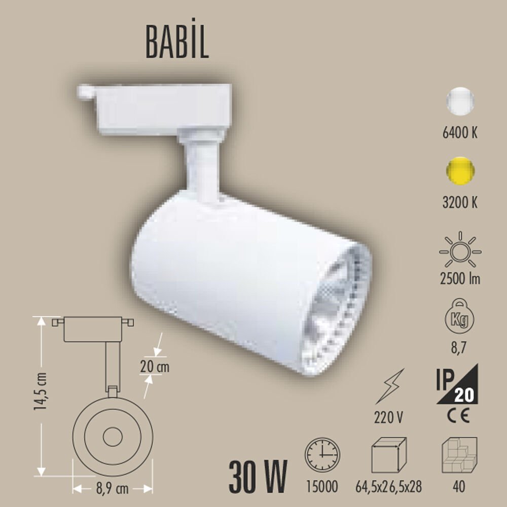 BABİL 30W RAY SPOT AYDINLATMA (BEYAZ)