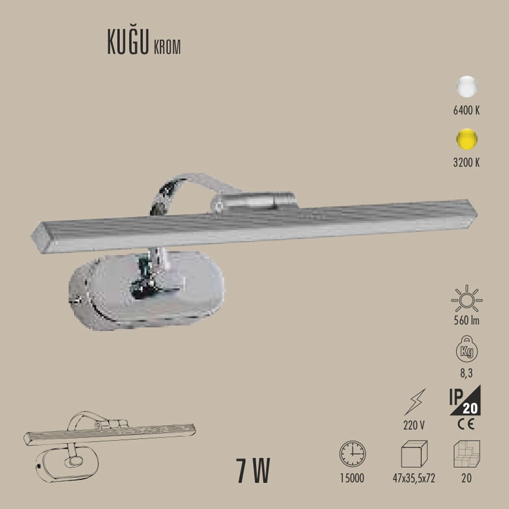 KUĞU LED APLİK 7W DUVAR AYDINLATMA (KROM)