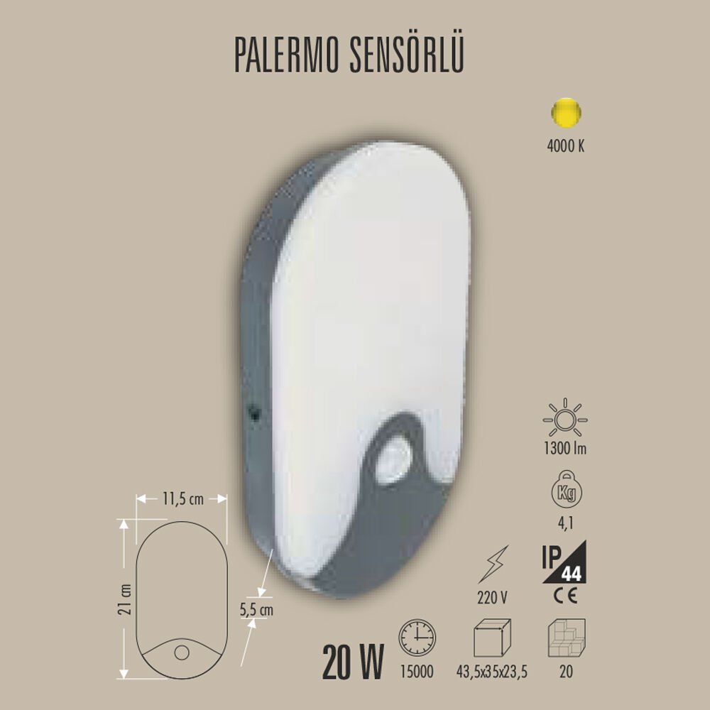 PALERMO SENSÖRLÜ LED APLİK 20W