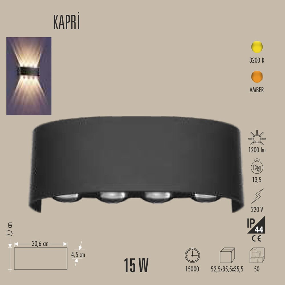 KAPRİ LED APLİK 15W DUVAR AYDINLATMA