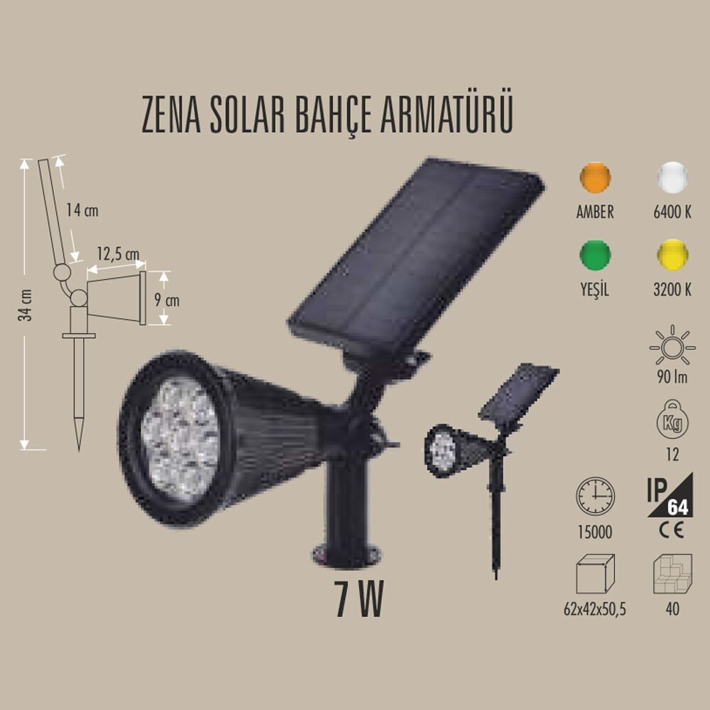 ZENA SOLAR BAHÇE SPOT ARMATÜRÜ 7W