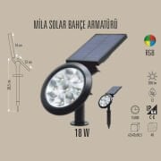 MİLA SOLAR RGB BAHÇE SPOT ARMATÜRÜ 18W