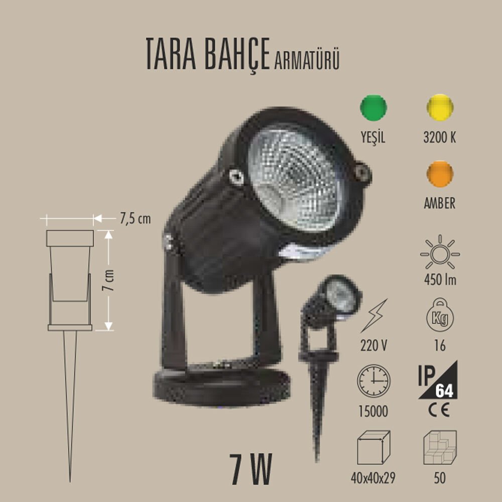 TARA SOLAR BAHÇE SPOT ARMATÜRÜ 7W