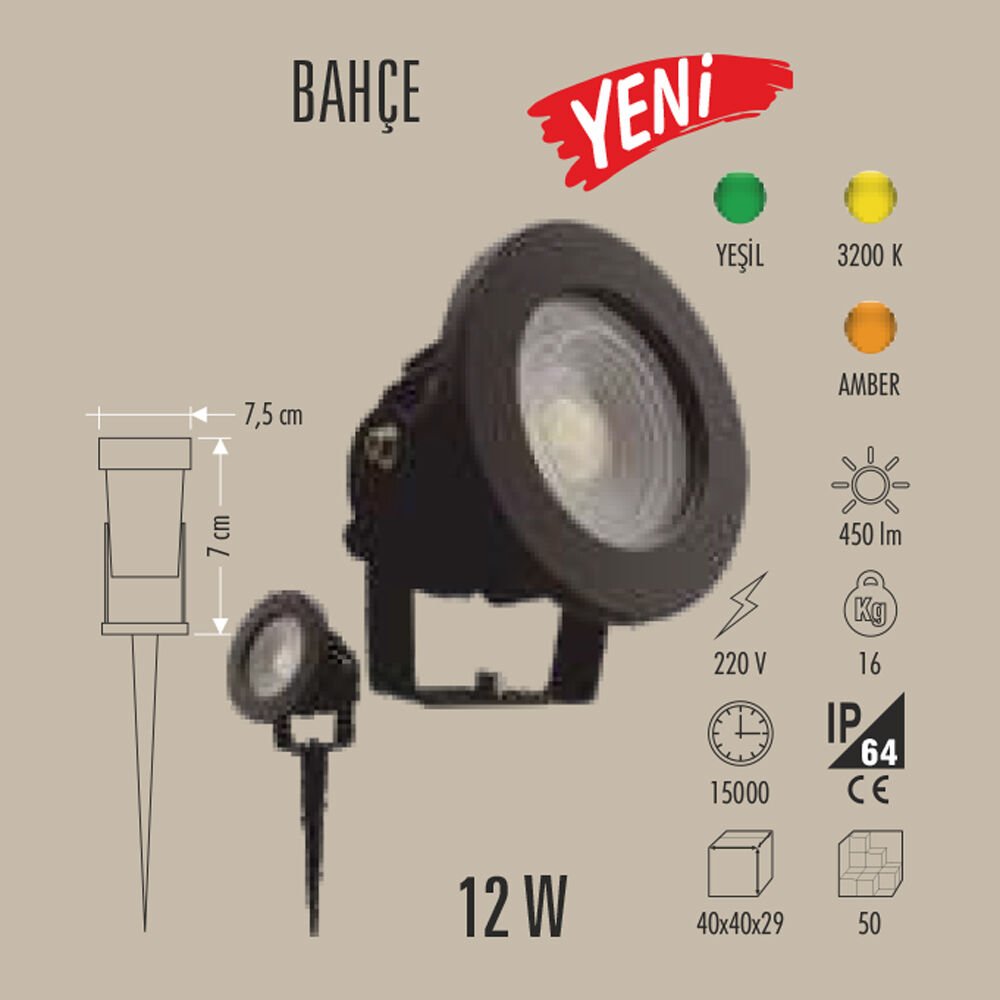 BAHÇE SOLAR SPOT ARMATÜRÜ 12W