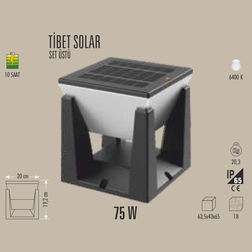 TİBET SOLAR BAHÇE ARMATÜRÜ 12W