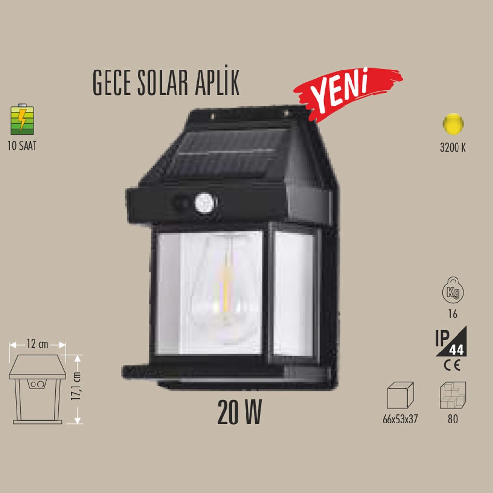 GECE SOLAR APLİK 20W