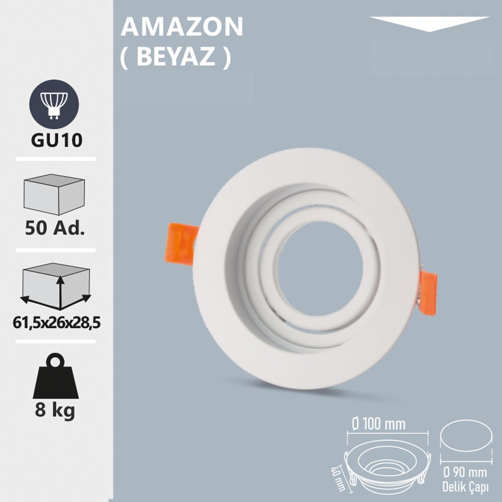 AMAZON BEYAZ YUVARLAK SPOT ARMATÜR