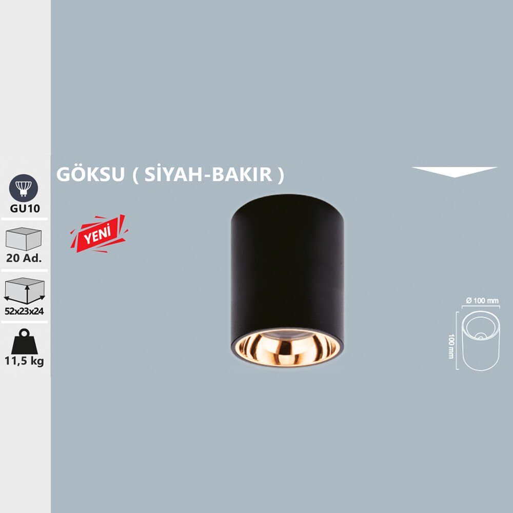 GÖKSU SİYAH-BAKIR SPOT ARMATÜR