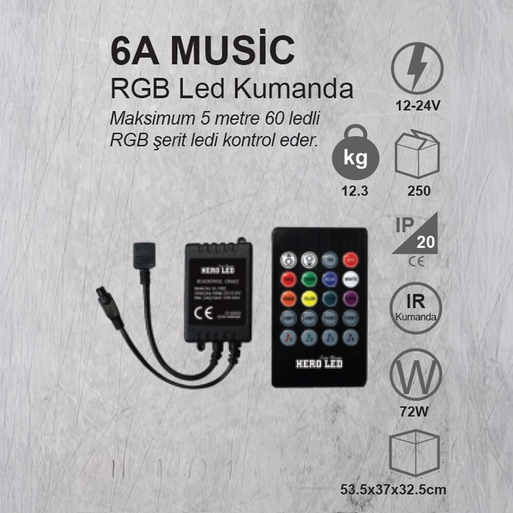 RGB LED KONTROLLER , RGB KUMANDA , MÜZİKLİ , LED KONTROL