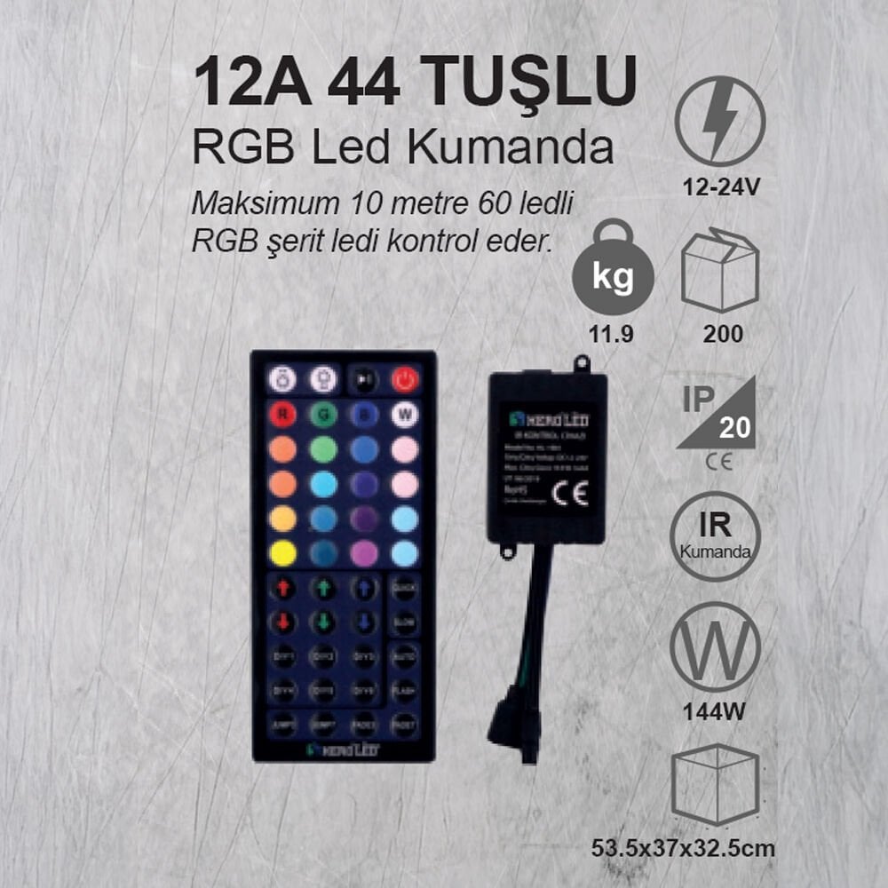 RGB LED KONTROLLER , RGB KUMANDA , WIFI , 12 AMPER , LED KONTROL