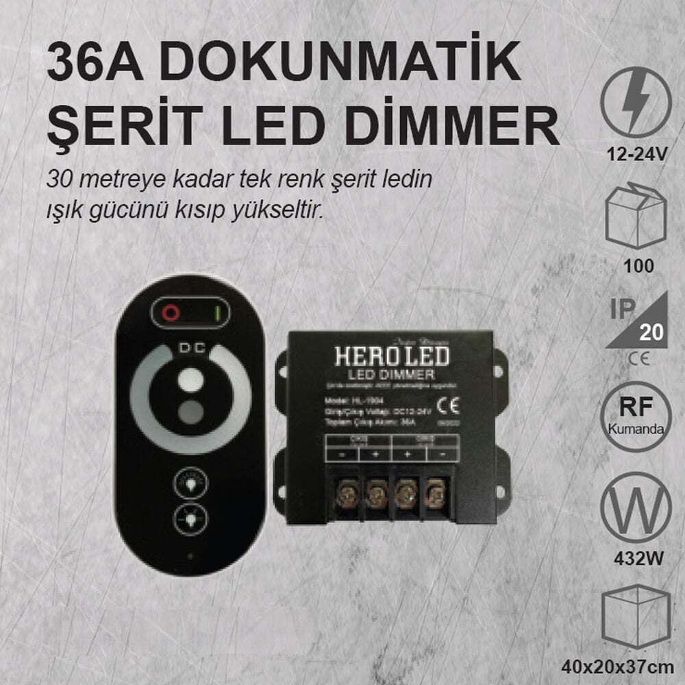 LED DIMMER , DOKUNMATİK DIMMER , 36 AMPER , LED KONTROL
