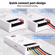 DOMRAEM Zigbee 3.0 5-in-1 Smart LED Controller ,  DOM-Z-105P Supports standard dimmable LED strips including DIMMER, WW/CW, RGB, RGBW, and RGB+CCT types.