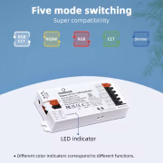 DOMRAEM Zigbee 3.0 5-in-1 Smart LED Controller ,  DOM-Z-105P Supports standard dimmable LED strips including DIMMER, WW/CW, RGB, RGBW, and RGB+CCT types.